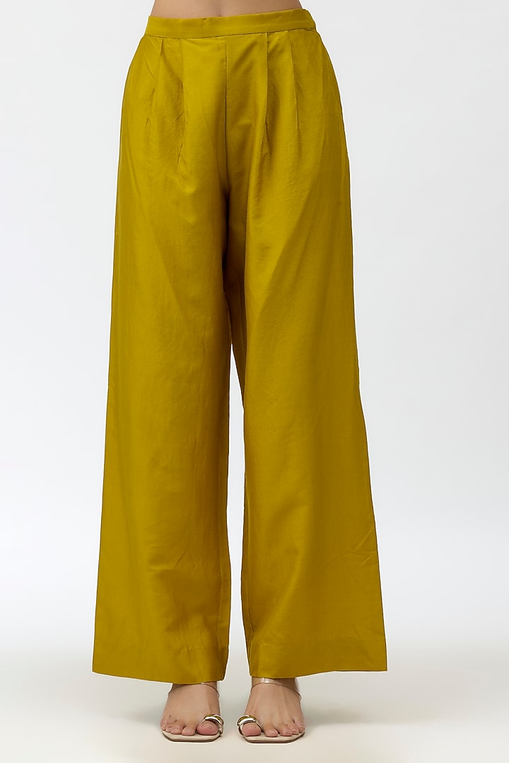 Mustard Silk Zardosi Embroidered Kaftan Set by Jayanti Reddy at Pernia's Pop Up Shop