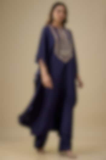 Purple Silk Zardosi Embroidered Kaftan Set by Jayanti Reddy at Pernia's Pop Up Shop