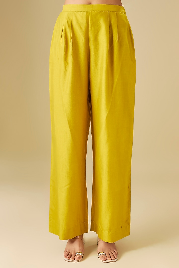 Mustard Silk Zardosi Embroidered Kaftan Set by Jayanti Reddy at Pernia's Pop Up Shop
