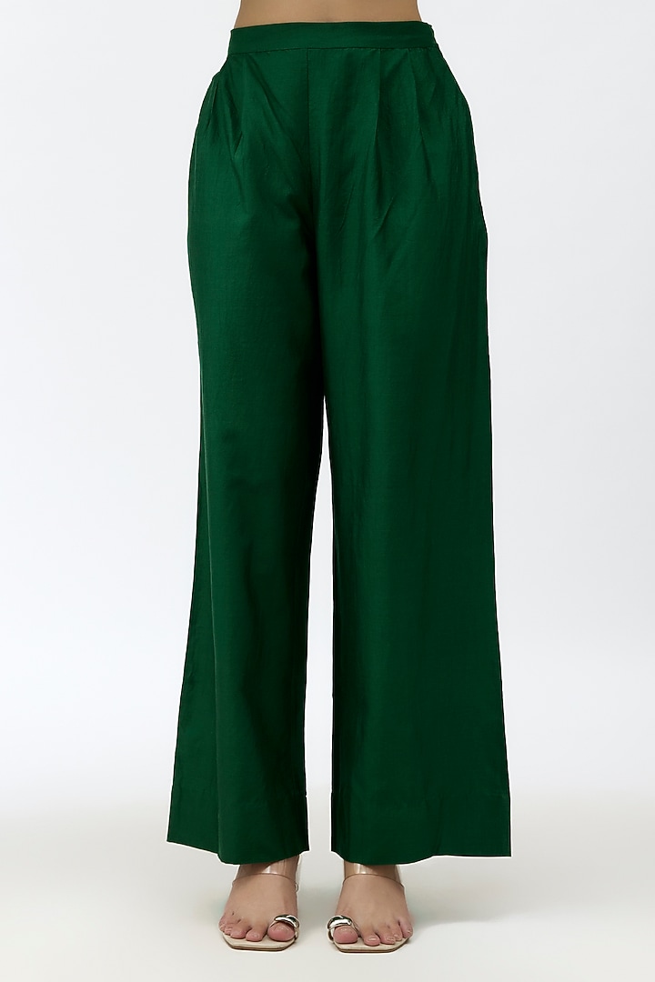 Emerald Green Silk Zardosi Embroidered Kaftan Set by Jayanti Reddy at Pernia's Pop Up Shop