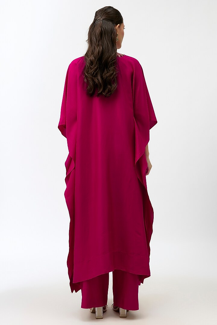 Pink Silk Zardosi Embroidered Kaftan Set by Jayanti Reddy at Pernia's Pop Up Shop