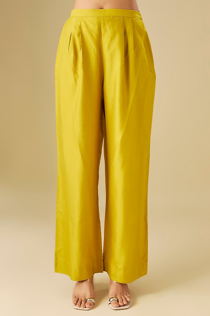 Mustard Silk Zardosi Embroidered Kaftan Set by Jayanti Reddy at Pernia's Pop Up Shop