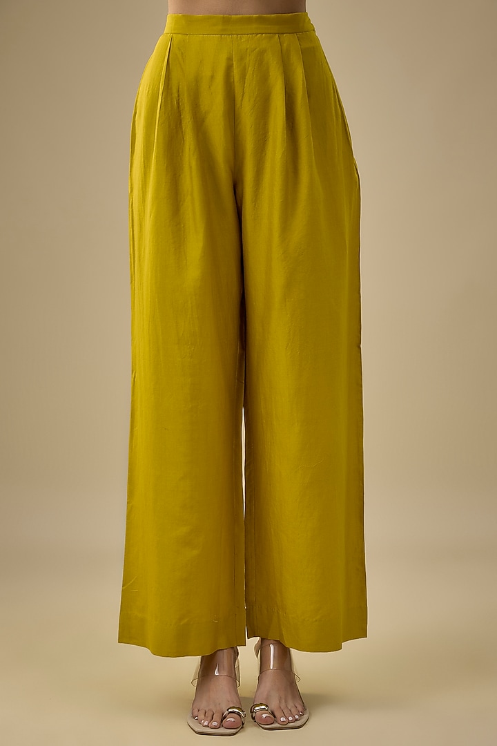 Mustard Silk Zardosi Embroidered Kaftan Set by Jayanti Reddy at Pernia's Pop Up Shop