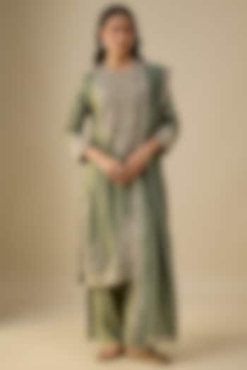 Mint Green Silk Zardosi Embroidered Kurta Set by Jayanti Reddy at Pernia's Pop Up Shop