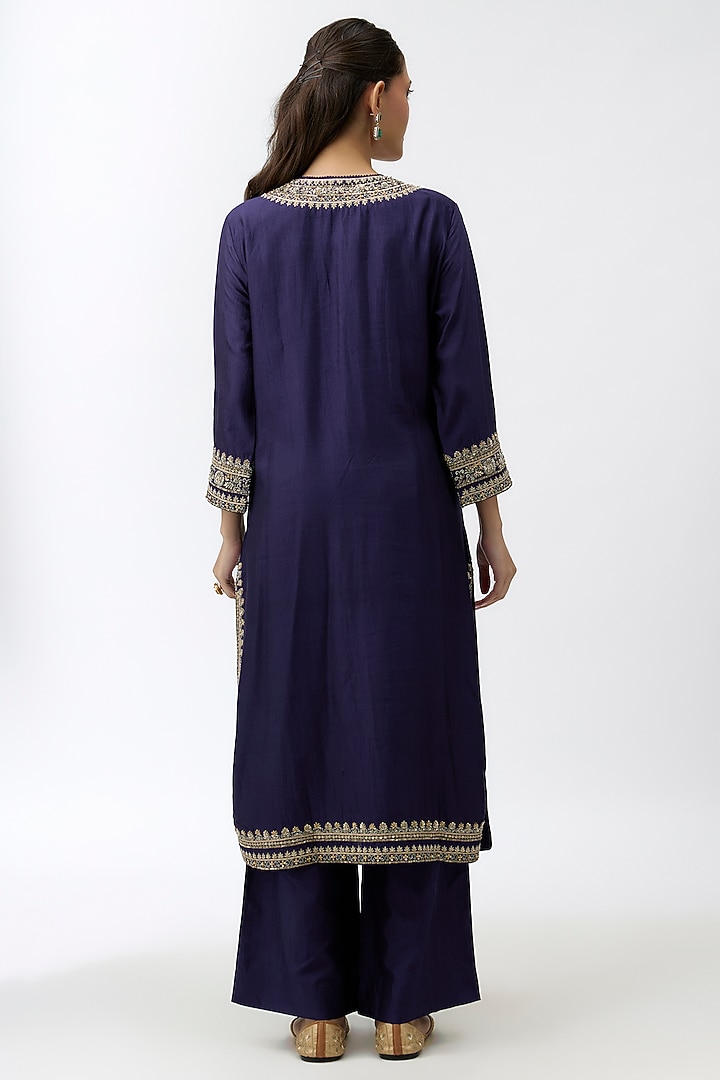 Purple Silk Zardosi Embroidered Kurta Set by Jayanti Reddy at Pernia's Pop Up Shop