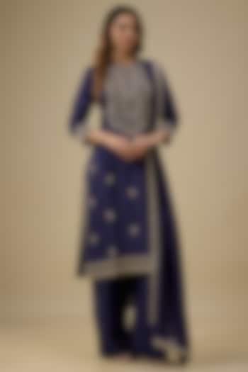 Purple Silk Zardosi Embroidered Kurta Set by Jayanti Reddy at Pernia's Pop Up Shop