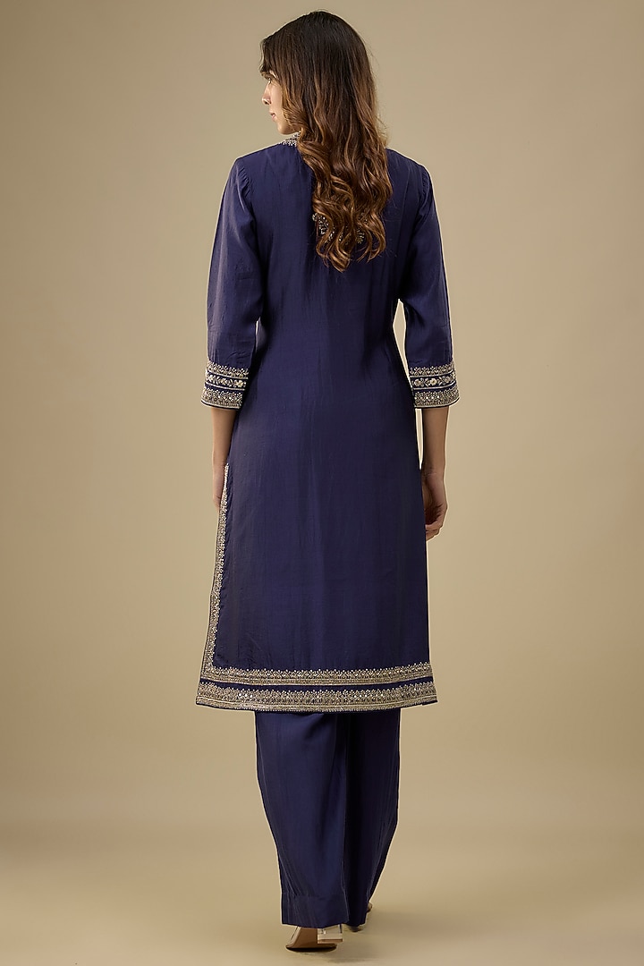 Purple Silk Zardosi Embroidered Kurta Set by Jayanti Reddy at Pernia's Pop Up Shop