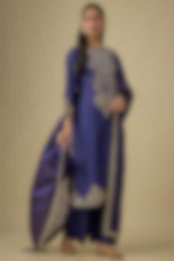 Purple Silk Zardosi Embroidered Kurta Set by Jayanti Reddy at Pernia's Pop Up Shop