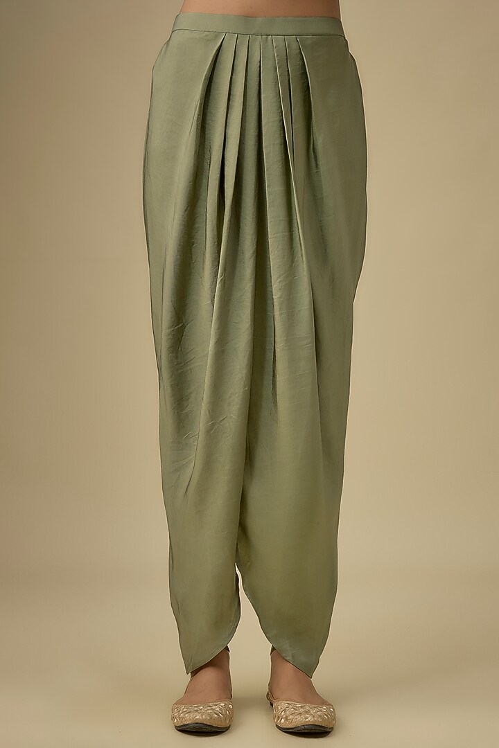 Mint Green Silk Zardosi Embroidered Tunic Set by Jayanti Reddy at Pernia's Pop Up Shop