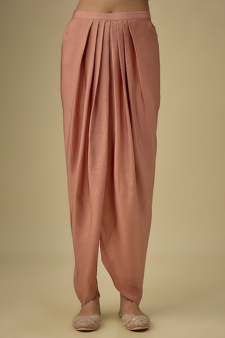 Peach Silk Zardosi Embroidered Tunic Set by Jayanti Reddy at Pernia's Pop Up Shop