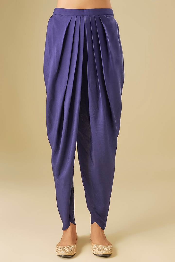 Purple Silk Zardosi Embroidered Tunic Set by Jayanti Reddy at Pernia's Pop Up Shop
