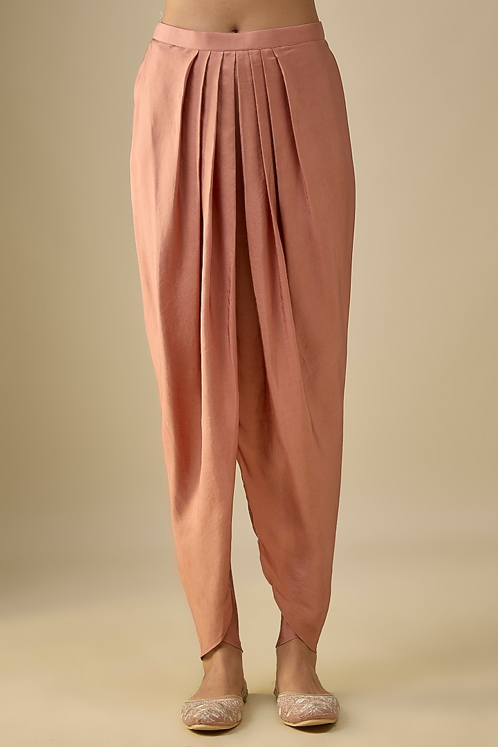 Peach Silk Zardosi Embroidered Tunic Set by Jayanti Reddy at Pernia's Pop Up Shop