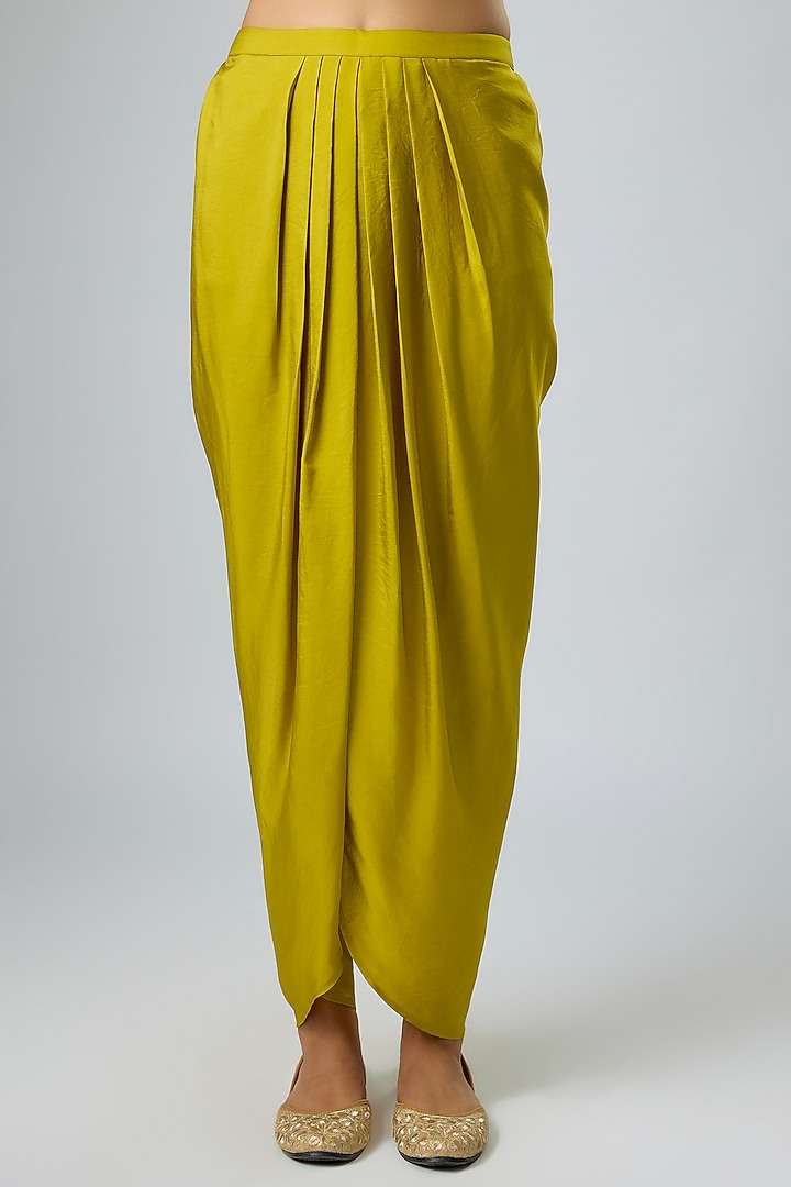 Mustard Silk Zardosi Embroidered Tunic Set by Jayanti Reddy at Pernia's Pop Up Shop