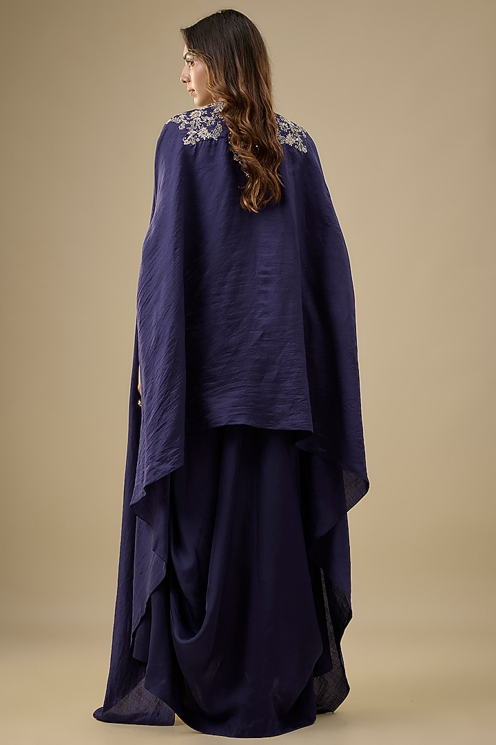 Purple Silk Zardosi Embroidered Cape Set by Jayanti Reddy at Pernia's Pop Up Shop