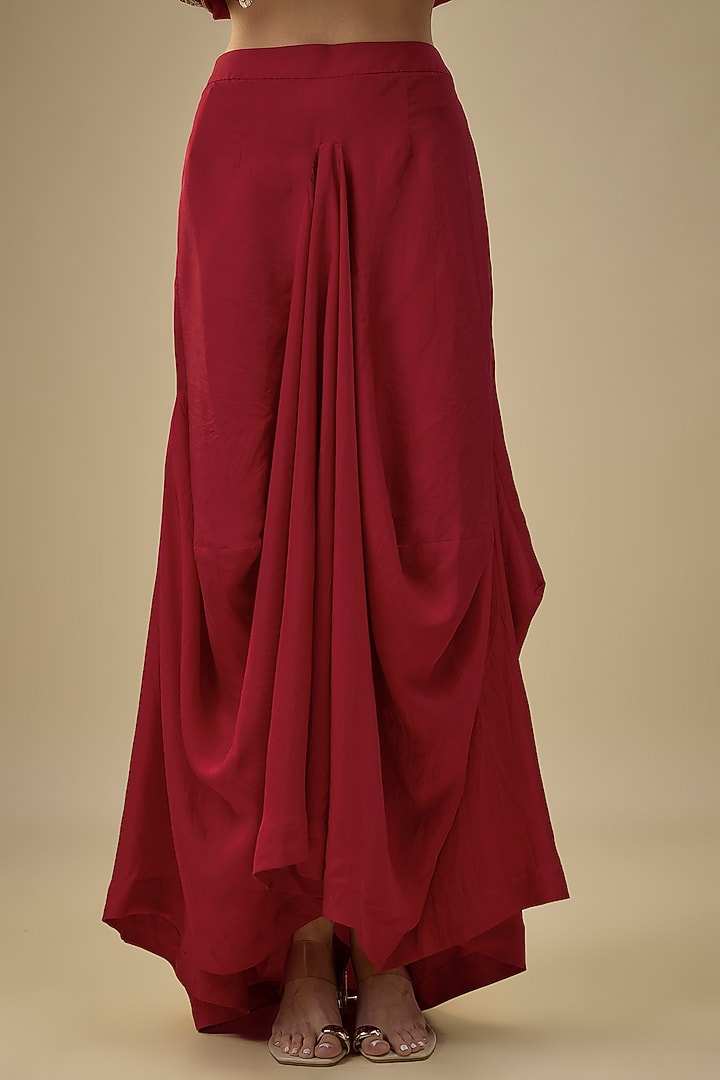 Red Silk Zardosi Embroidered Cape Set by Jayanti Reddy at Pernia's Pop Up Shop
