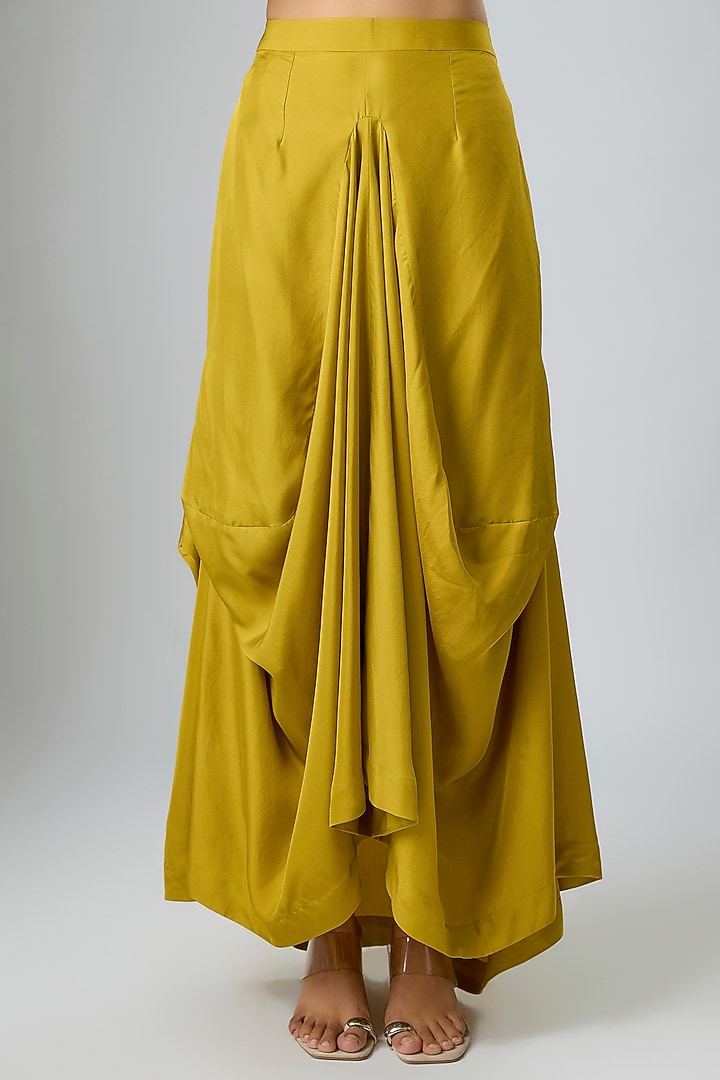 Mustard Silk Embroidered Cape Set by Jayanti Reddy at Pernia's Pop Up Shop