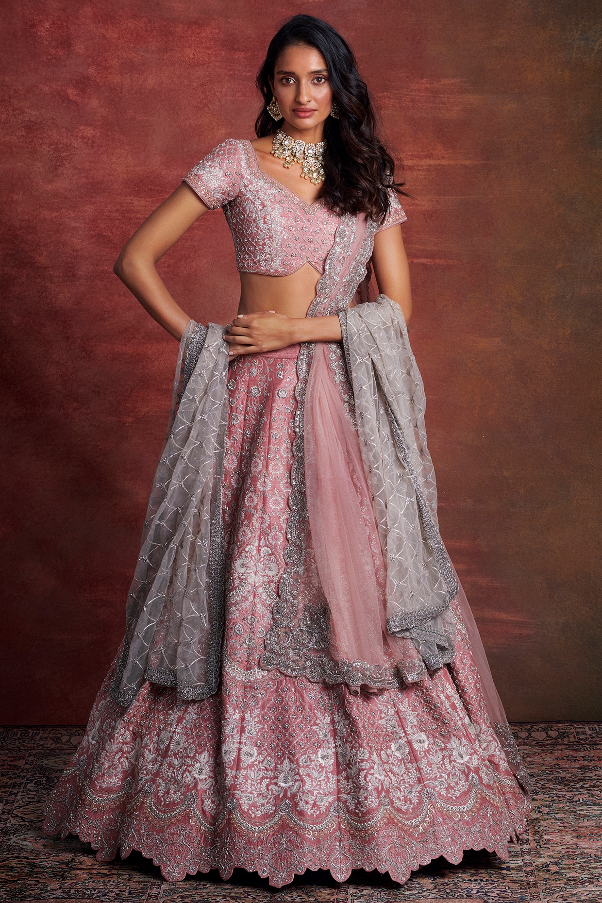 Hot Pink Embroidered Work Art Silk Lehenga Choli | Indian dresses, Indian  bridal outfits, Bridal lehenga red