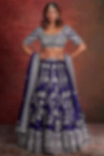 Purple Raw Silk Zardosi Embroidered Bridal Lehenga Set by Jayanti Reddy at Pernia's Pop Up Shop