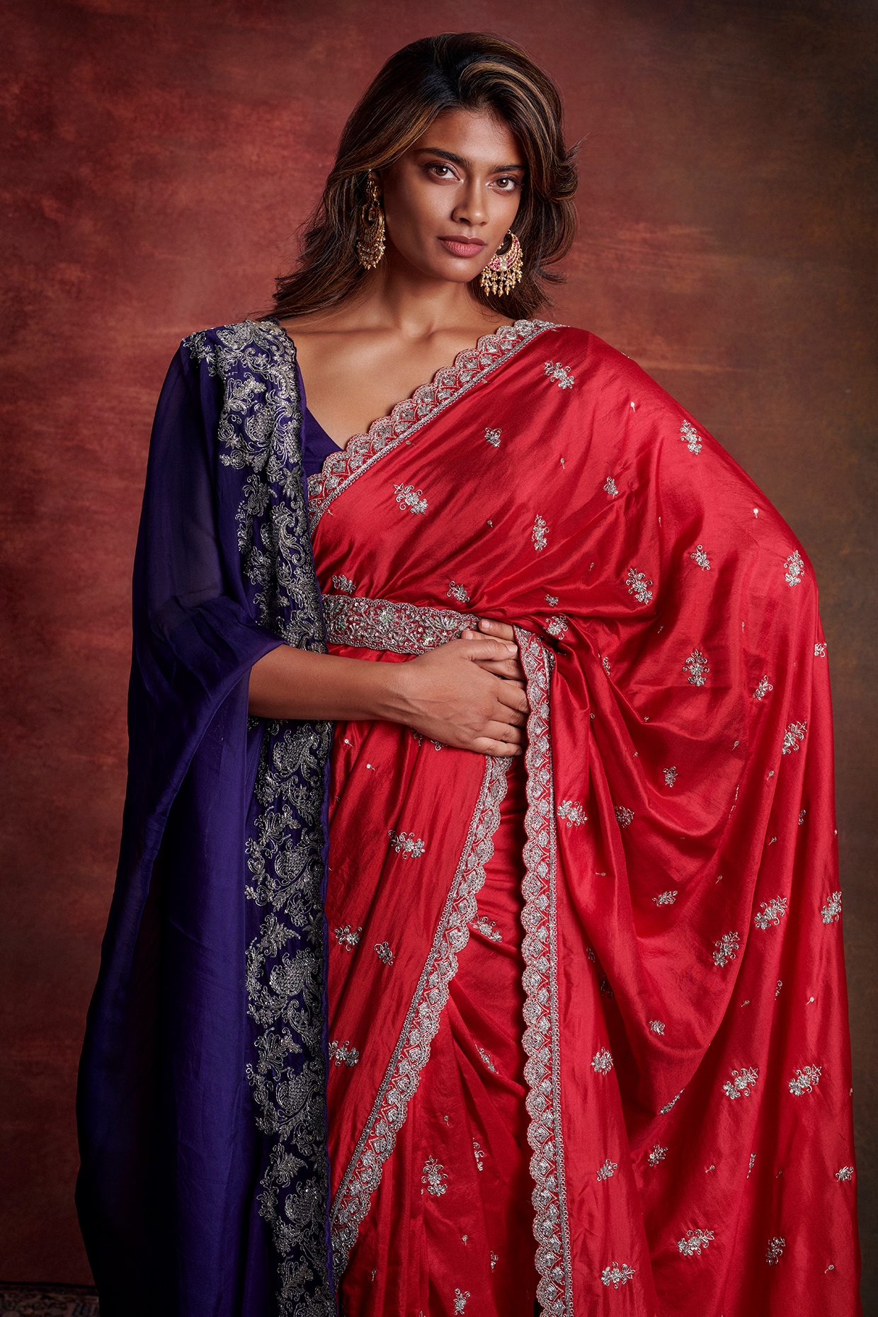 Buy online Red Zardosi Embroidered Silk Saree from ethnic wear for Women by  Xclusive Chhabra By Puneet for ₹1399 at 60% off | 2024 Limeroad.com