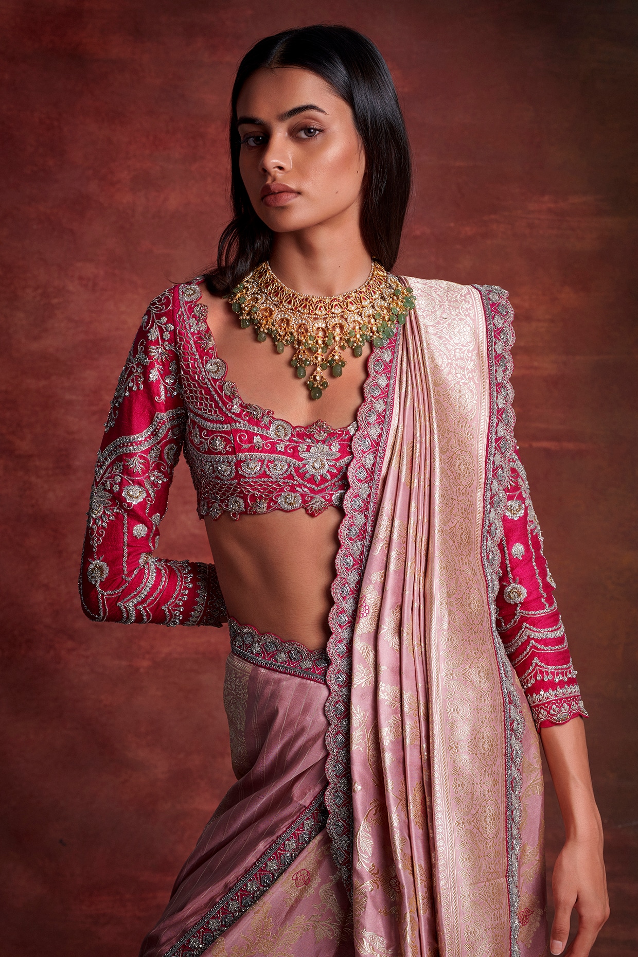 Bucolic Baby Pink Soft Silk Saree With Stunner Blouse Piece