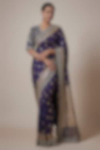 Purple Silk Zari Embroidered Banarasi Saree Set by Jayanti Reddy at Pernia's Pop Up Shop