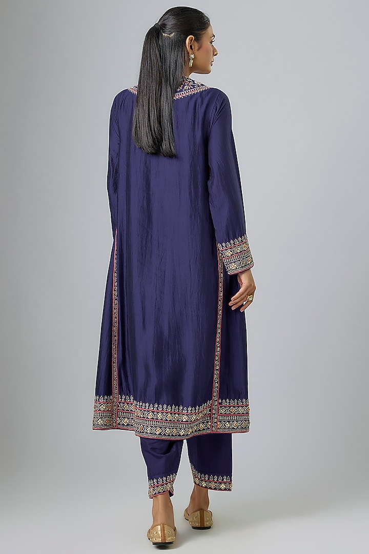 Purple Silk Zardosi Embroidered Kurta Set by Jayanti Reddy at Pernia's Pop Up Shop