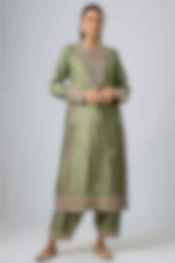 Mint Green Silk Zardosi Embroidered Kurta Set by Jayanti Reddy at Pernia's Pop Up Shop