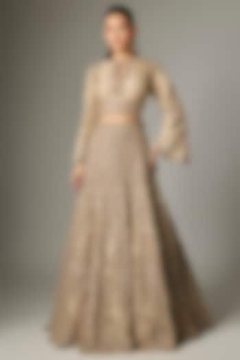 Beige Organza Dori Work Bridal Lehenga Set by Jayanti Reddy at Pernia's Pop Up Shop
