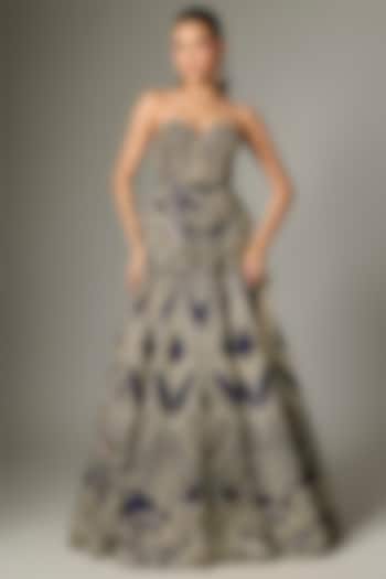 Purple Raw Silk Zardosi Work Bridal Lehenga Set by Jayanti Reddy at Pernia's Pop Up Shop