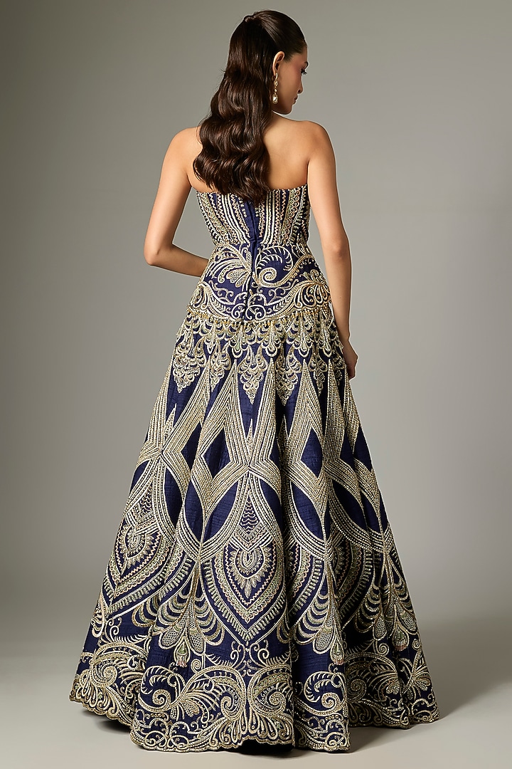 Purple Raw Silk Zardosi Work Bridal Lehenga Set by Jayanti Reddy at Pernia's Pop Up Shop