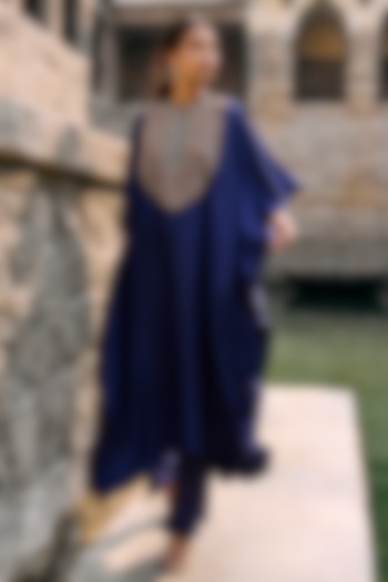 Purple Silk Zardosi Embroidered Kaftan Set by Jayanti Reddy at Pernia's Pop Up Shop