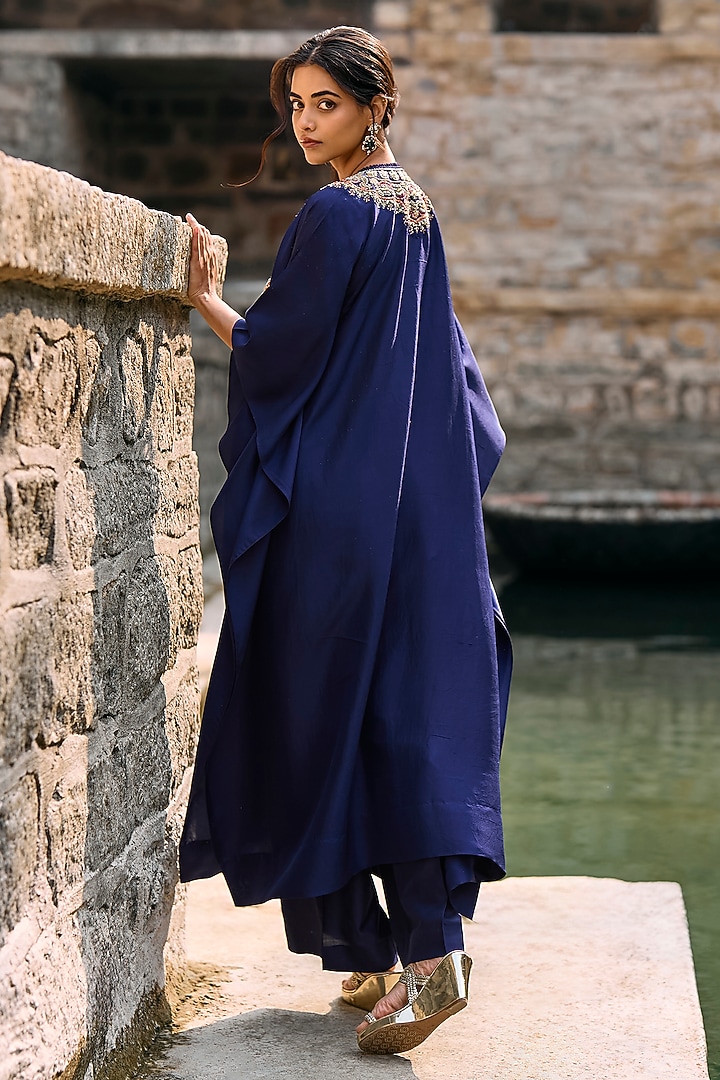 Purple Silk Zardosi Embroidered Kaftan Set by Jayanti Reddy at Pernia's Pop Up Shop