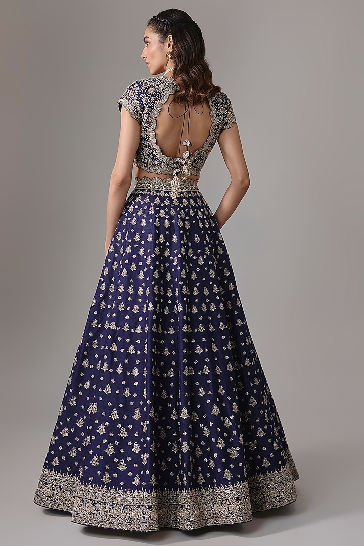 Purple Raw Silk Zardosi Embroidered Bridal Lehenga Set by Jayanti Reddy at Pernia's Pop Up Shop