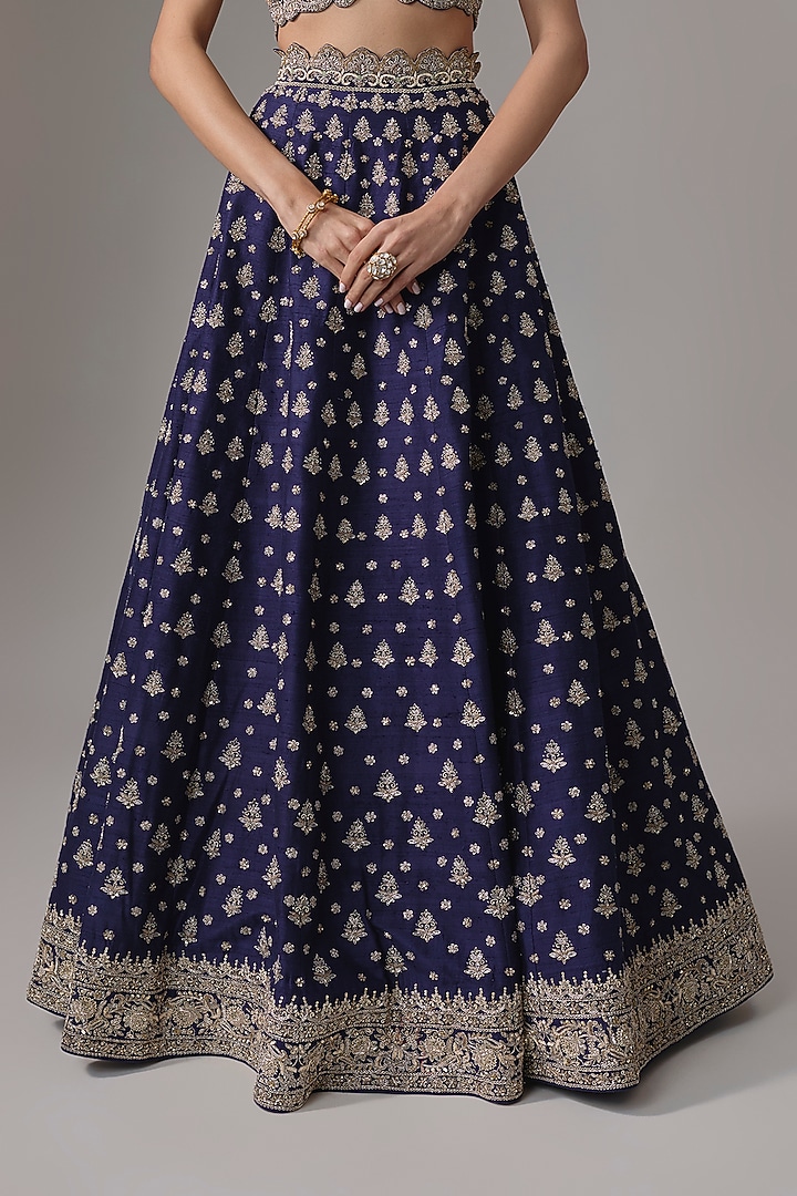 Purple Raw Silk Zardosi Embroidered Bridal Lehenga Set by Jayanti Reddy at Pernia's Pop Up Shop