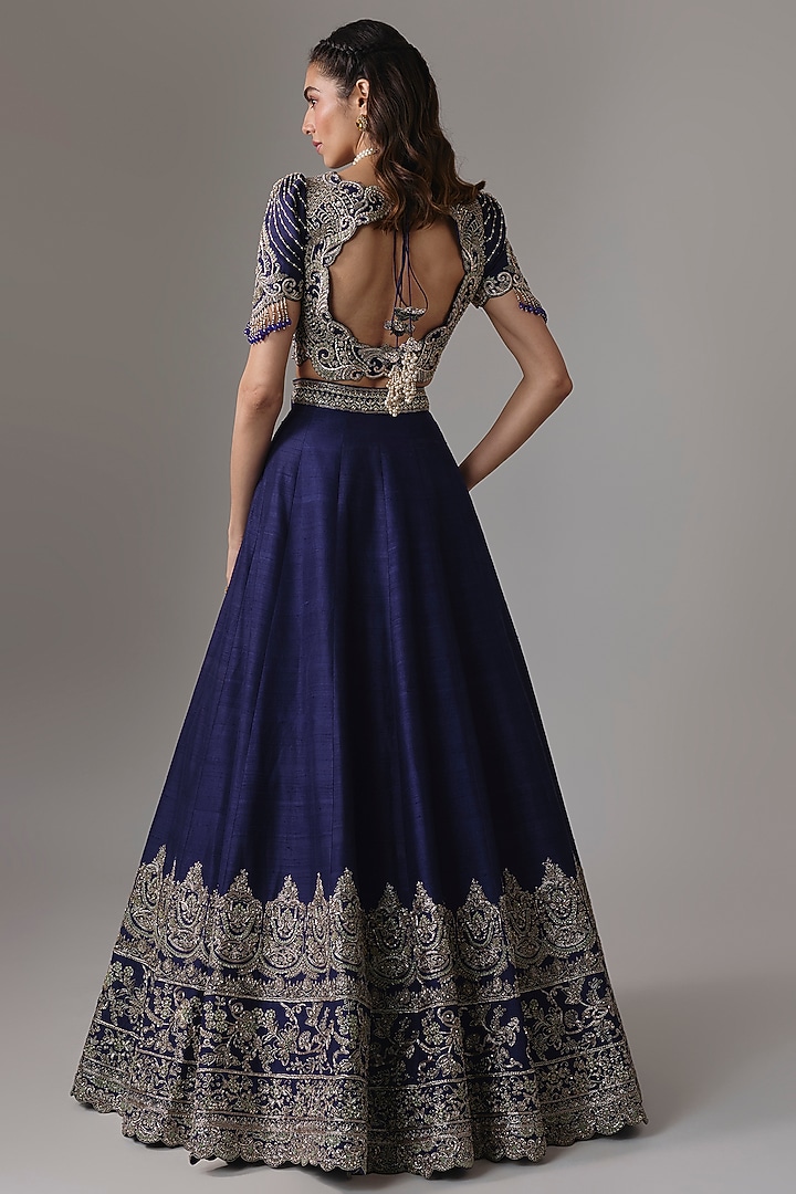 Purple Raw Silk Zardosi Embroidered Bridal Lehenga Set by Jayanti Reddy at Pernia's Pop Up Shop