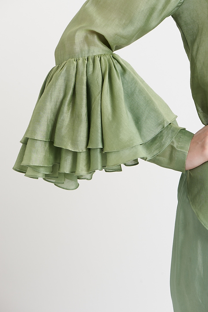 Mint Green Chanderi Silk Dhoti Set by Jayanti Reddy at Pernia's Pop Up Shop