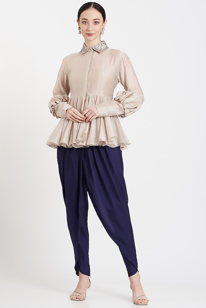 Purple Chanderi Silk Dhoti Pant Set by Jayanti Reddy at Pernia's Pop Up Shop