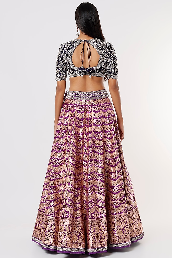 Purple Embroidered Bridal Lehenga Set by Jayanti Reddy at Pernia's Pop Up Shop
