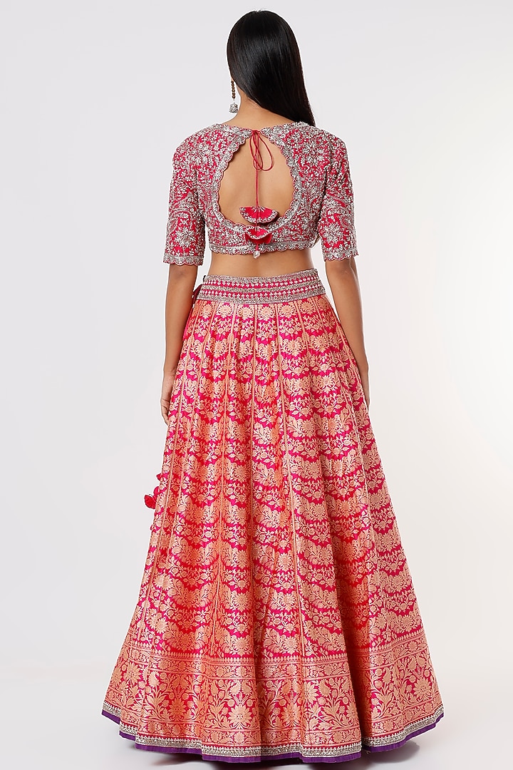 Red Zardosi Embroidered Bridal Lehenga Set by Jayanti Reddy at Pernia's Pop Up Shop