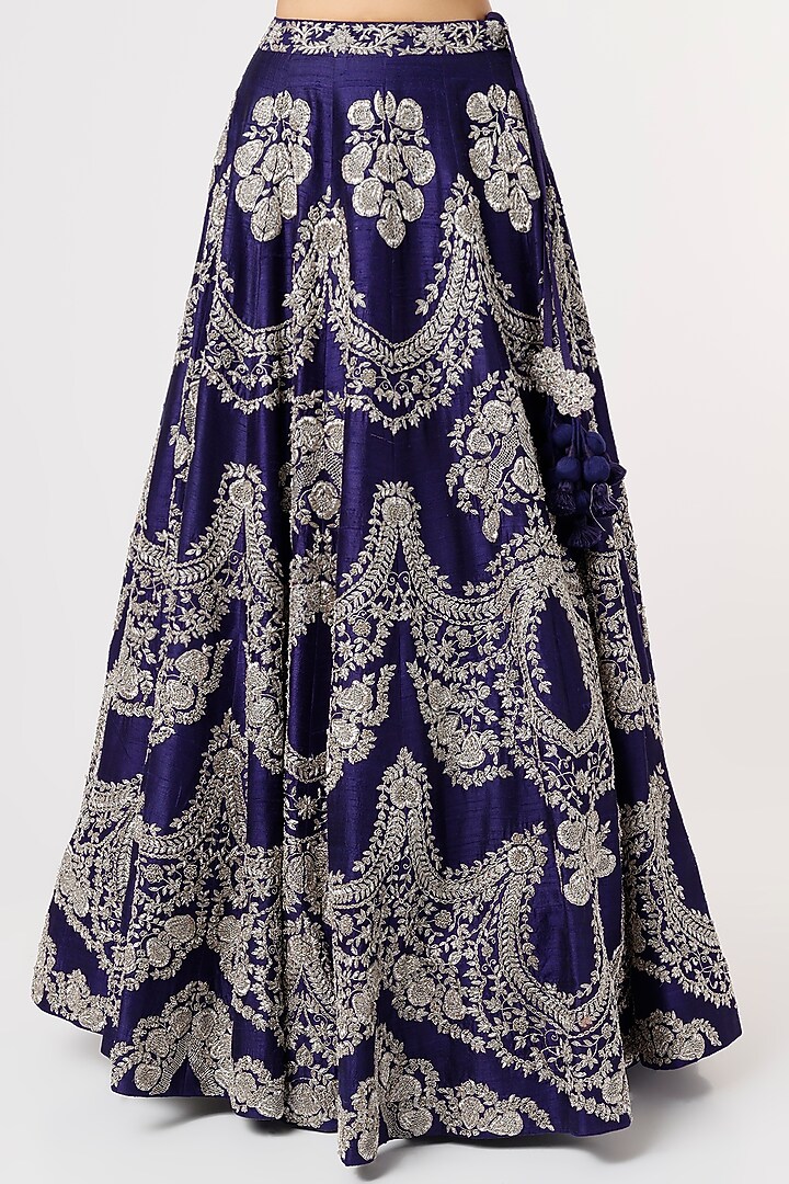 Purple Raw Silk Embroidered Bridal Lehenga Set by Jayanti Reddy at Pernia's Pop Up Shop