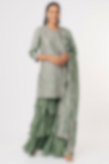 Mint Green Georgette Sharara Set by Jayanti Reddy at Pernia's Pop Up Shop