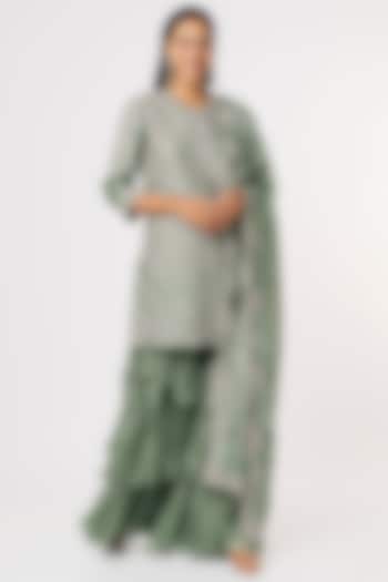 Mint Green Georgette Sharara Set by Jayanti Reddy