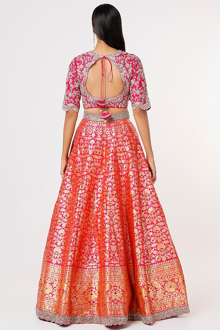 Fuchsia Banarasi Embroidered Bridal Lehenga Set by Jayanti Reddy at Pernia's Pop Up Shop