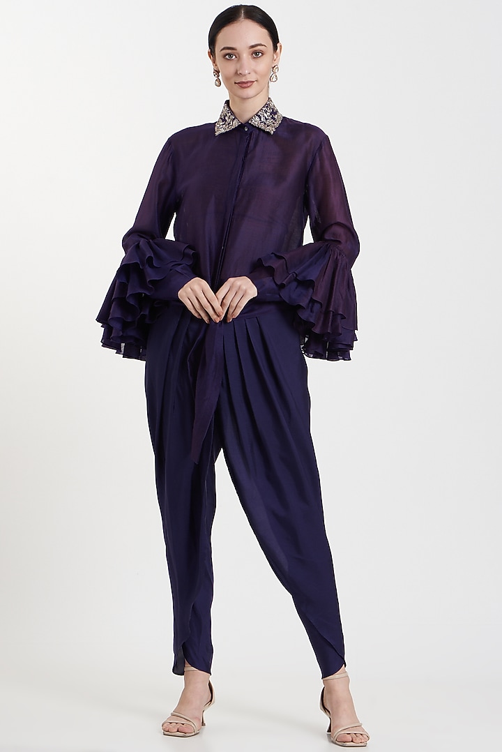 Purple Chanderi Silk Dhoti Pant Set by Jayanti Reddy at Pernia's Pop Up Shop