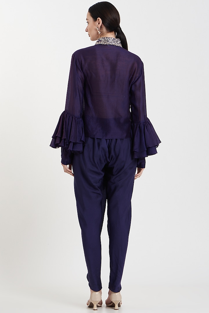 Purple Chanderi Silk Dhoti Pant Set by Jayanti Reddy at Pernia's Pop Up Shop
