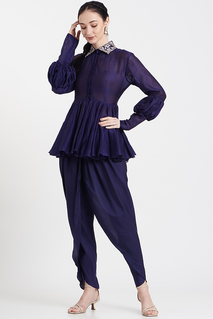 Purple Chanderi Silk Pant Set by Jayanti Reddy at Pernia's Pop Up Shop