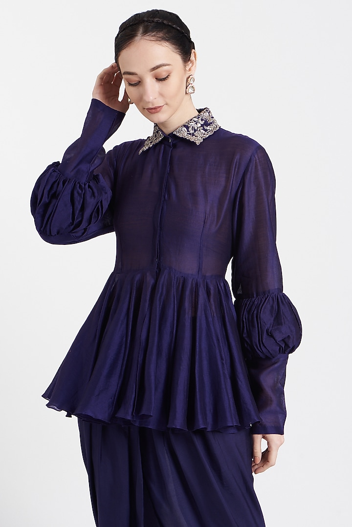 Purple Chanderi Silk Pant Set by Jayanti Reddy at Pernia's Pop Up Shop