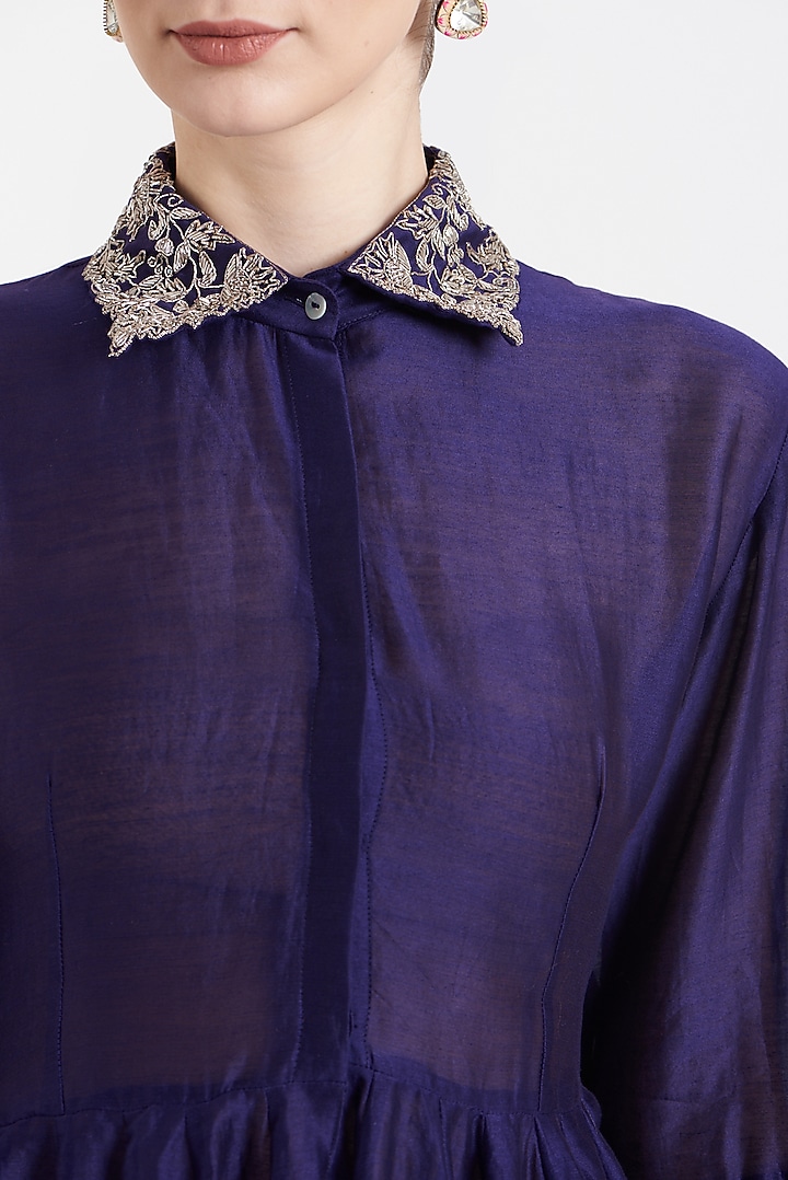 Purple Chanderi Silk Pant Set by Jayanti Reddy at Pernia's Pop Up Shop