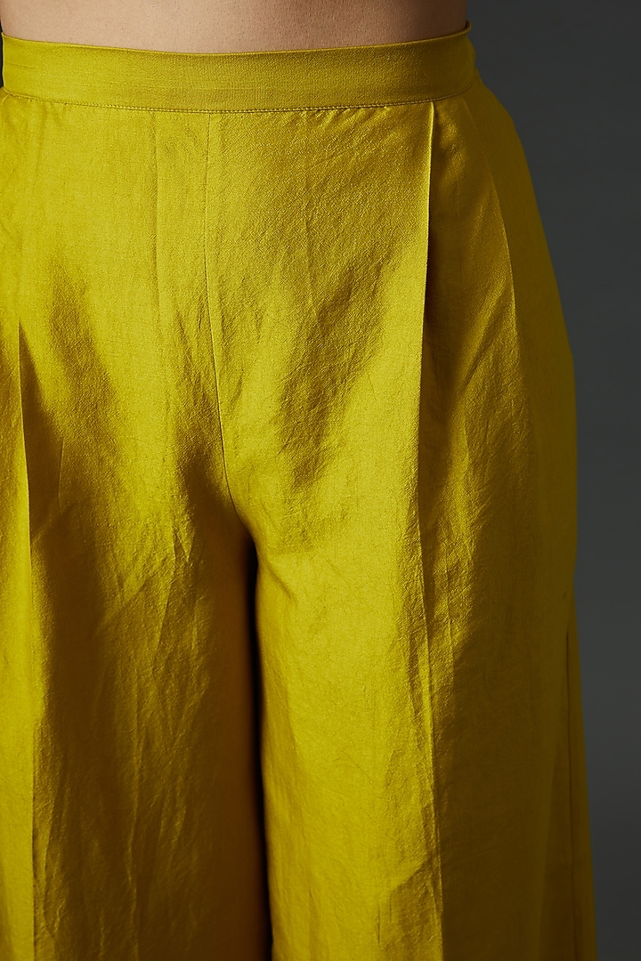Mustard Silk Palazzo Pants by Jayanti Reddy at Pernia's Pop Up Shop