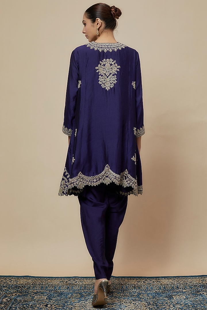 Purple Silk Zari Embroidered Tunic Set by Jayanti Reddy at Pernia's Pop Up Shop